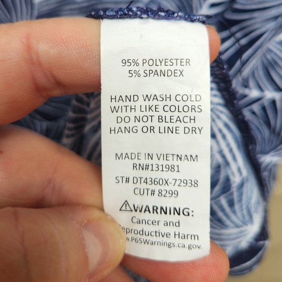 Naif Plus Blouse Blue Print V-Neck Sleeveless Knot Hem Stretchy - Picture 9 of 10